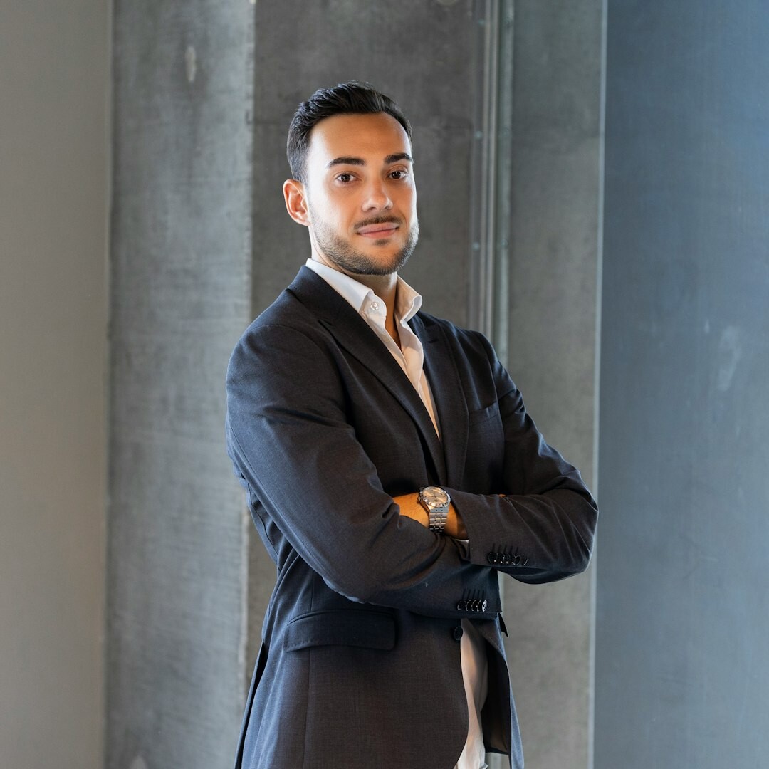 Professional man with suit smiling